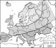 Geografische Variationen der Haarfarbe in Europa (Nach W. Aleksejew)